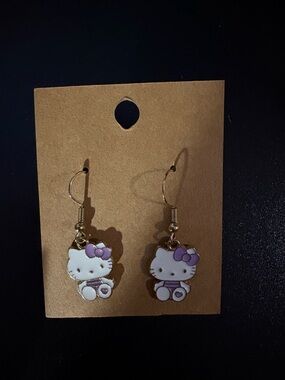 Hello Kitty Pink & White Dangle Earrings for Kids